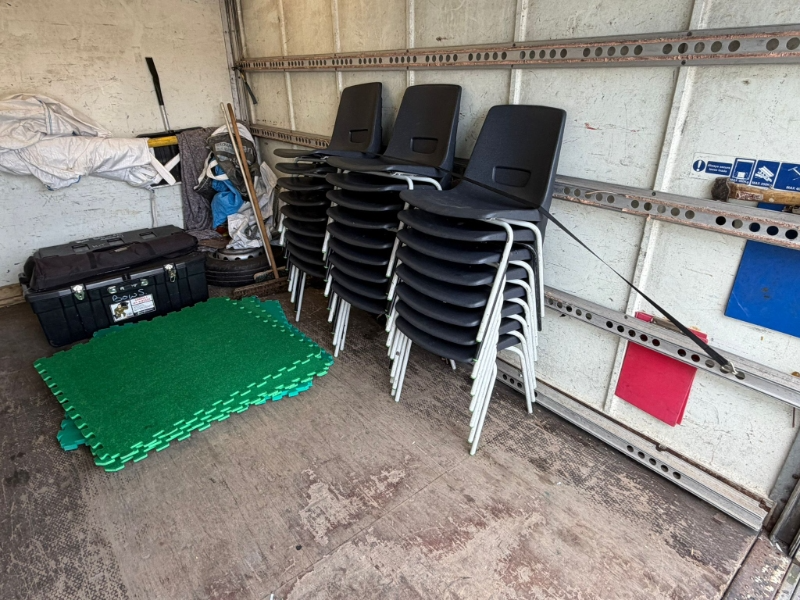 black office stacked chairs