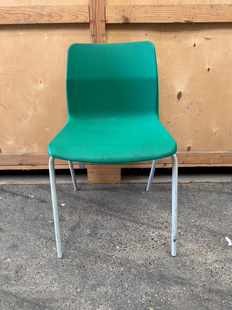 green plastic chair